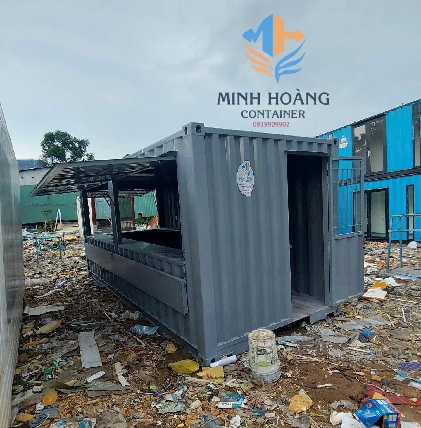 Container Cafe 20 Feet Xám Hiện Đại